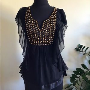Embellished Sheer Top with Camisole Sz M
